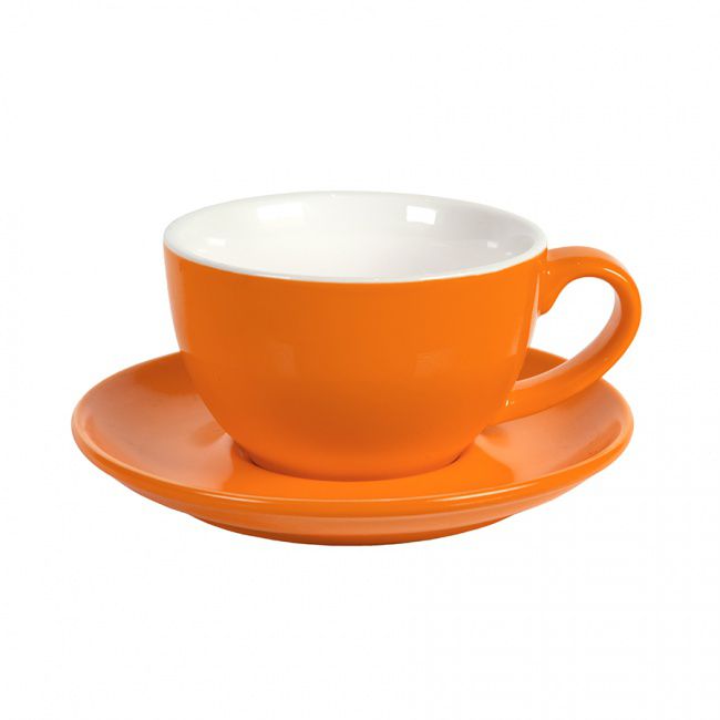 Чайная/кофейная пара CAPPUCCINO, оранжевый, 260 мл, фарфор - фото от интернет-магазина подарков Хочу Дарю