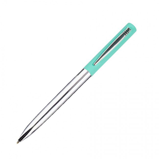 CLIPPER, ручка шариковая, бирюзовый/хром, металл, покрытие soft touch - фото от интернет-магазина подарков ХочуДарю