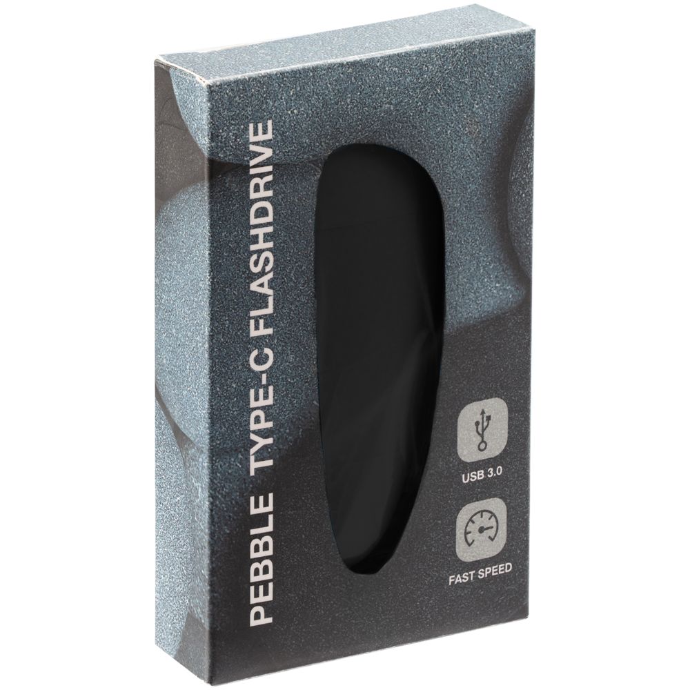 Флешка Pebble Type-C, USB 3.0, черная, 16 Гб - фото от интернет-магазина подарков Хочу Дарю