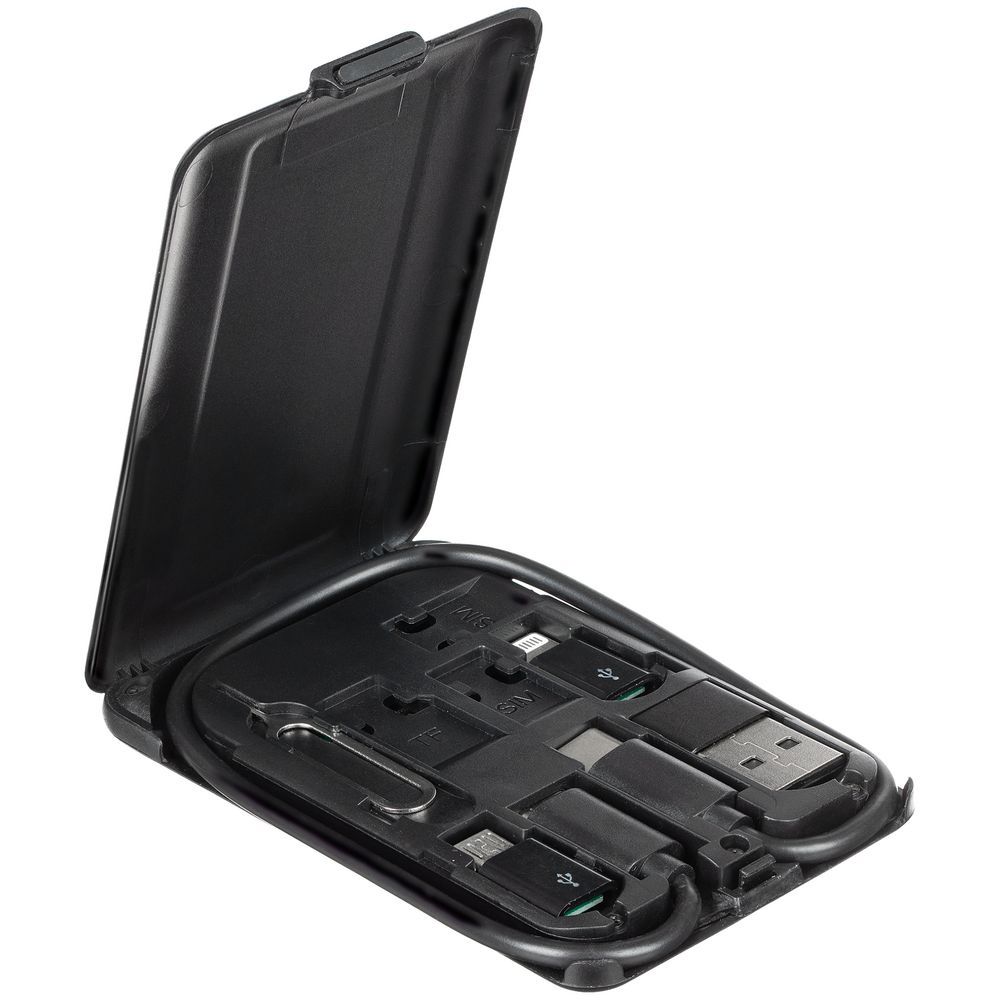 Органайзер с беспроводной зарядкой и набором адаптеров Octopod, черный - фото от ХочуДарю