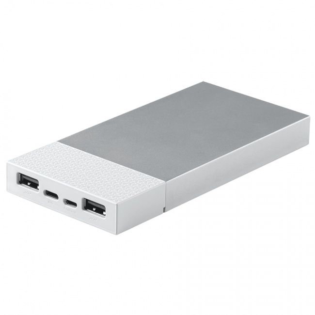 Универсальный аккумулятор "Slim Pro" (10000mAh),белый, 13,8х6,7х1,5 см,пластик,металл - фото от интернет-магазина подарков Хочу Дарю