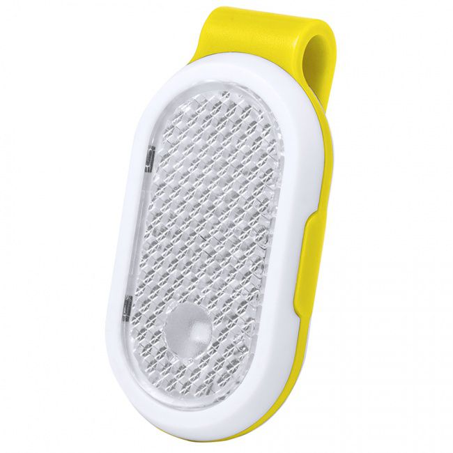 Светоотражатель с фонариком на клипсе HESPAR, желтый, пластик - фото от интернет-магазина подарков Хочу Дарю