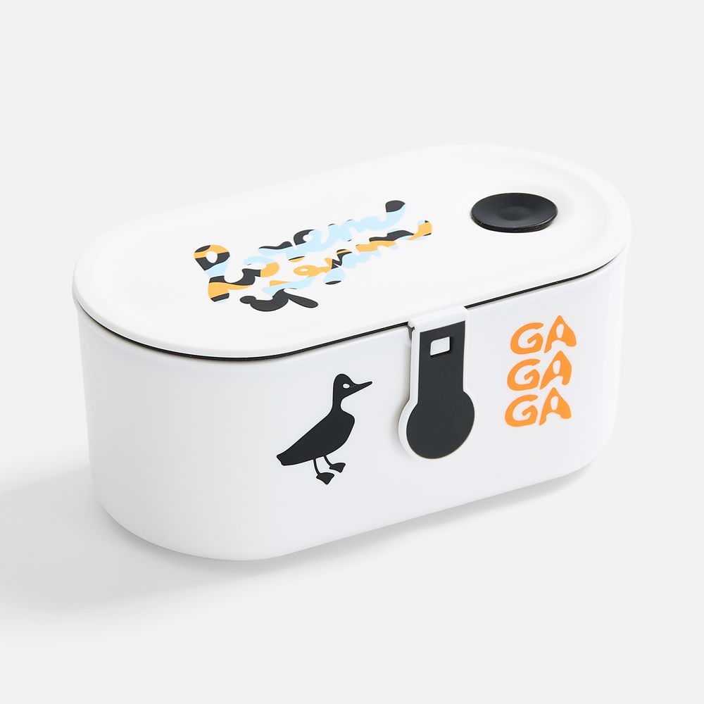 Ланчбокс Lunch Break, белый с черным - фото от ХочуДарю