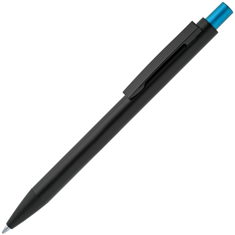 Ручка шариковая Chromatic, черная с голубым - фото от интернет-магазина подарков ХочуДарю