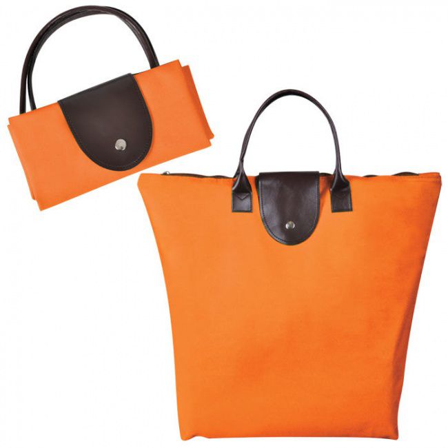 Сумка для шопинга, "Glam UP" оранжевый, 39х29х7, Полиэстер 600D, иск кожа, - фото от интернет-магазина подарков Хочу Дарю