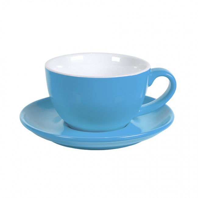 Чайная/кофейная пара CAPPUCCINO, голубой, 260 мл, фарфор - фото от интернет-магазина подарков Хочу Дарю