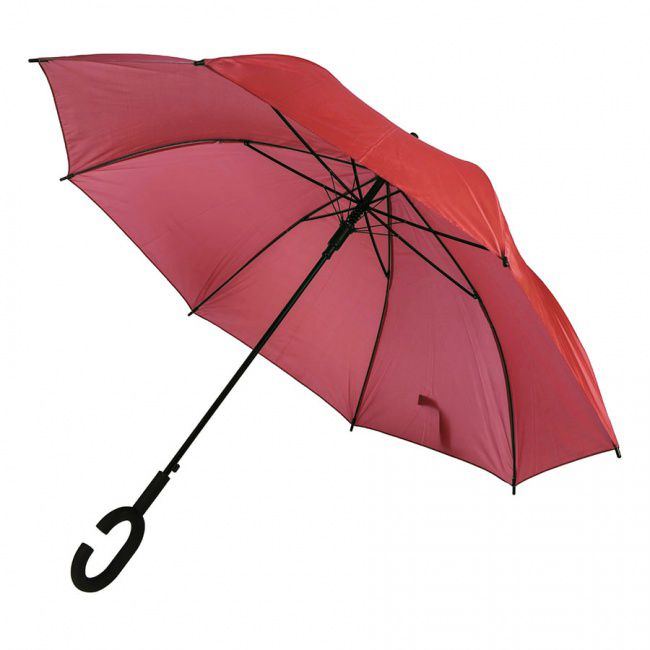 Зонт-трость HALRUM,  полуавтомат, красный, D=105 см, нейлон, пластик - фото от интернет-магазина подарков Хочу Дарю
