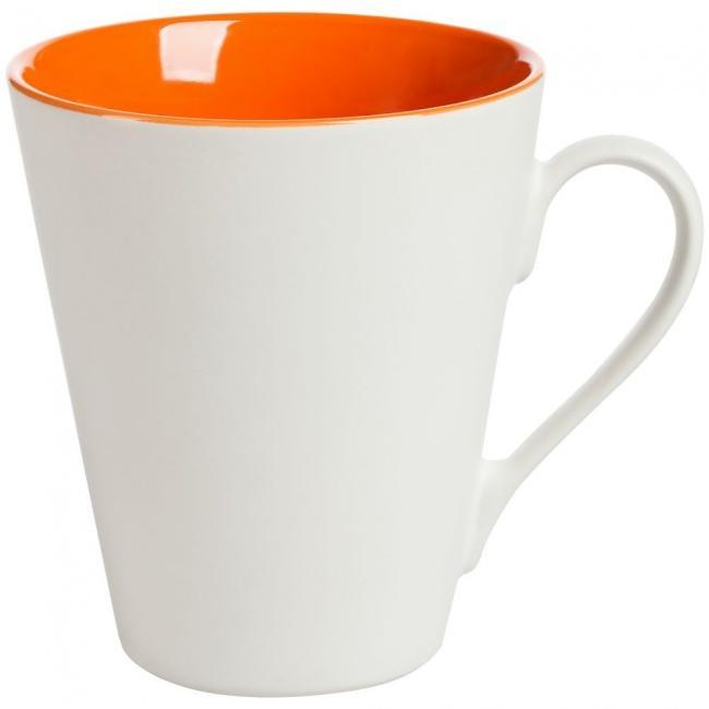 Кружка New Bell матовая, белая с оранжевым - фото от интернет-магазина подарков Хочу Дарю