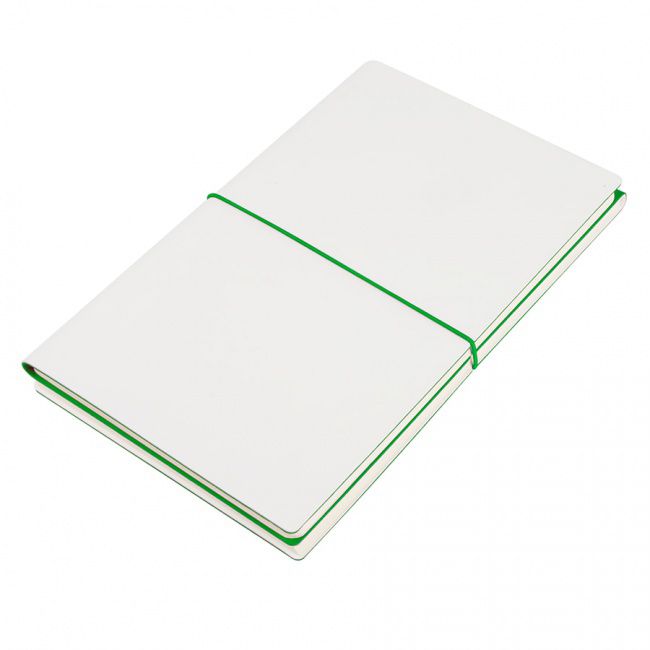 Бизнес-блокнот "Combi", 130*210 мм, бело-зеленый, кремовый форзац, гибкая обложка, в клетку/нелин - фото от интернет-магазина подарков Хочу Дарю