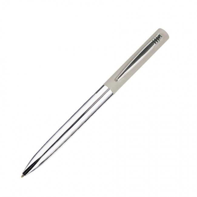 CLIPPER, ручка шариковая, бежевый/хром, металл, покрытие soft touch - фото от интернет-магазина подарков ХочуДарю
