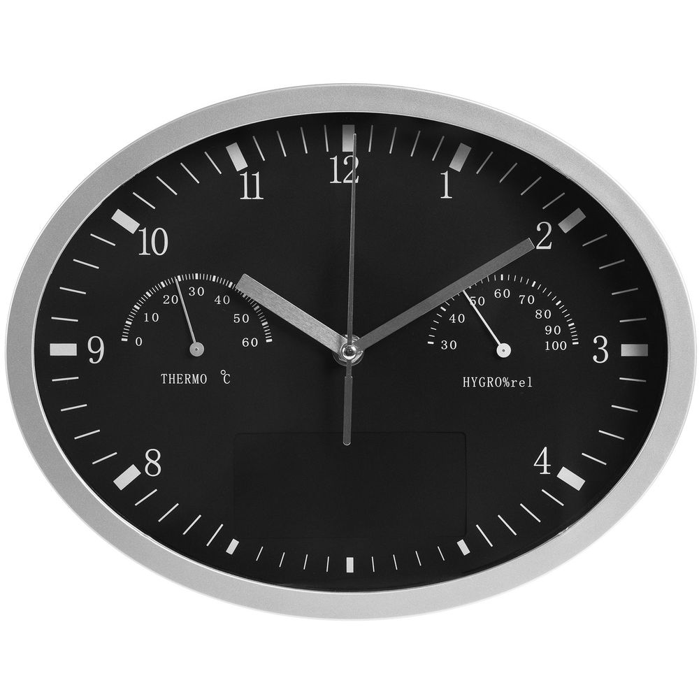 Часы настенные INSERT3 с термометром и гигрометром, черные - фото от интернет-магазина подарков Хочу Дарю