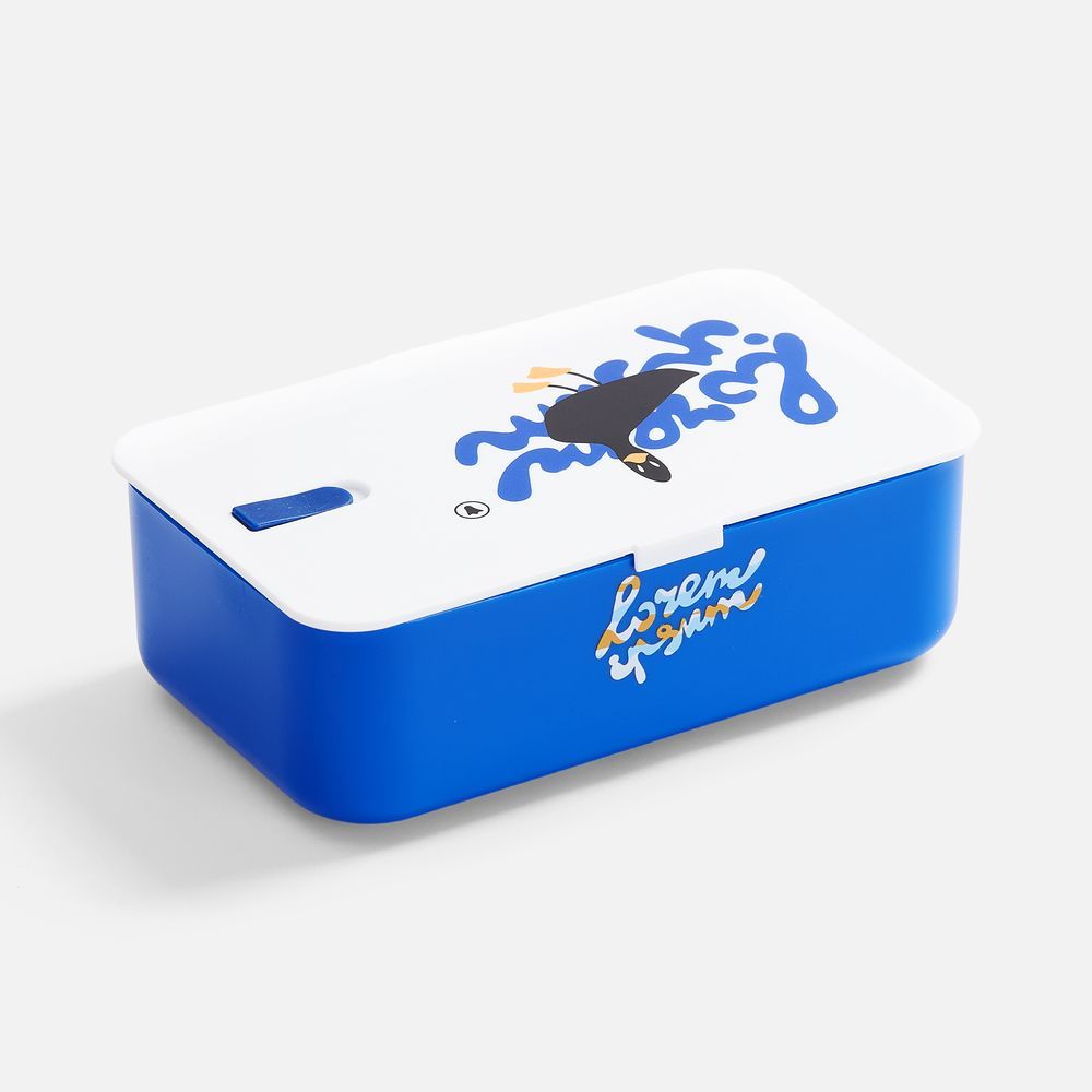 Ланчбокс Lunch Hour, белый с синим - фото от ХочуДарю