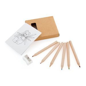 Набор цветных карандашей с раскрасками и точилкой, 7,4х9х1,5см, дерево, картон, бумага - фото от интернет-магазина подарков Хочу Дарю