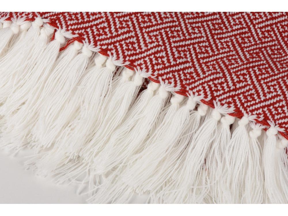 Плед акриловый красный с белой бахромой Tassel - фото от интернет-магазина подарков Хочу Дарю